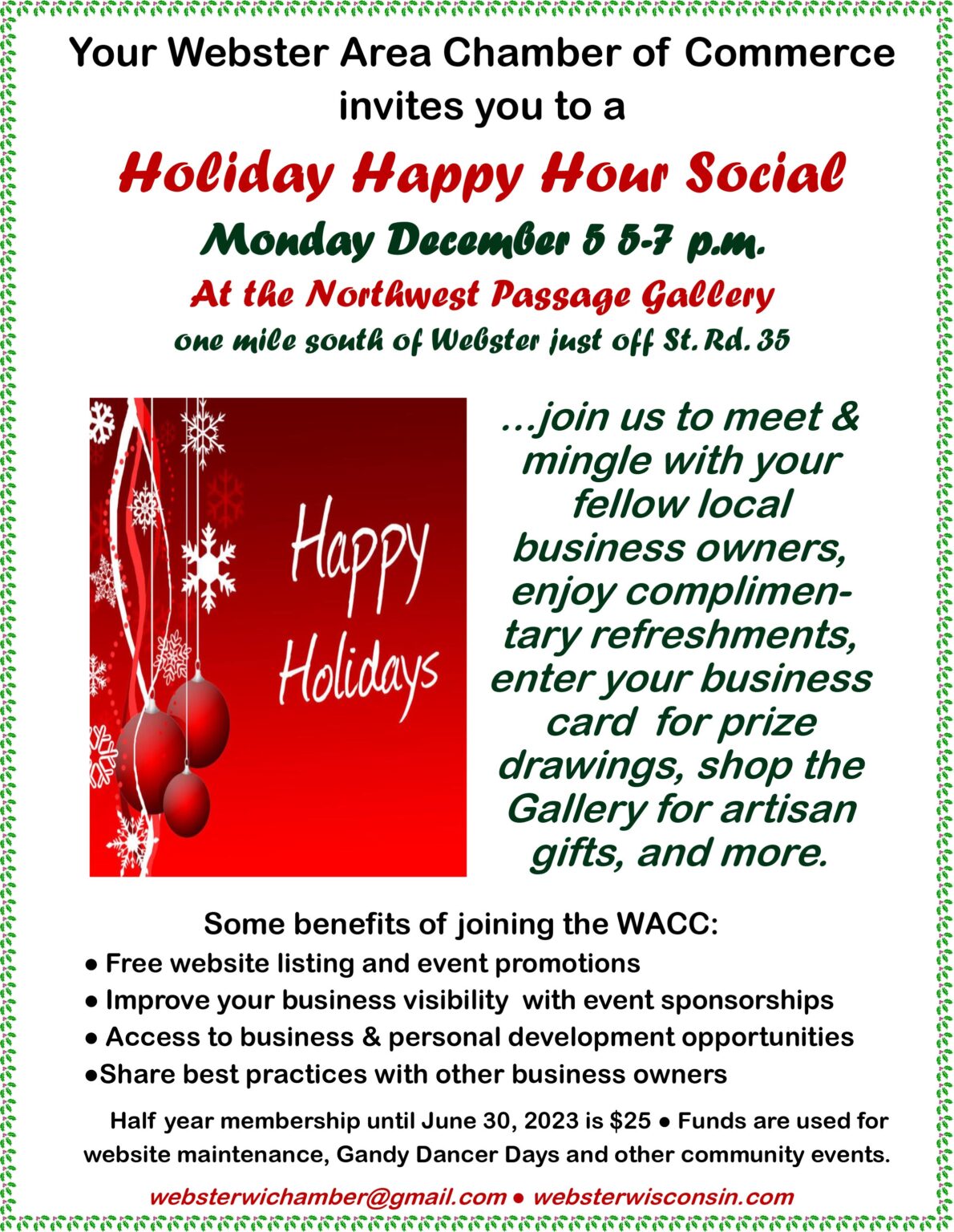 Webster Chamber Holiday Happy Hour Social, Webster, WI